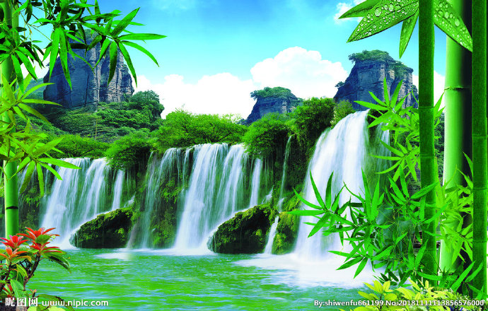 G山水画背景墙背