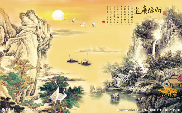 G山水画背景墙背
