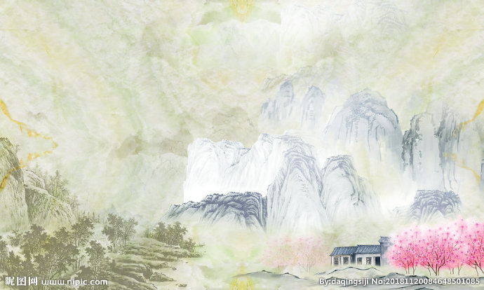 G新中式山水背景