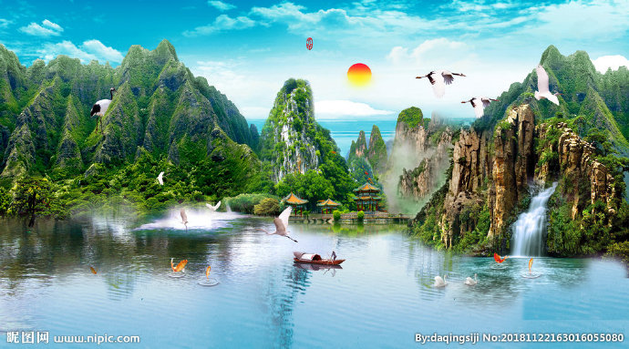 G流水生财背景墙