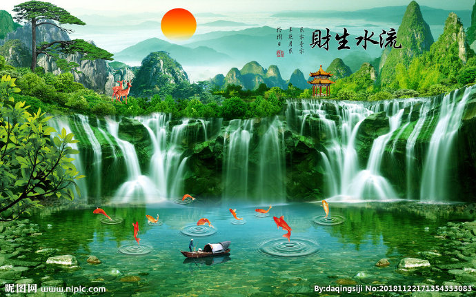 G流水生财背景墙