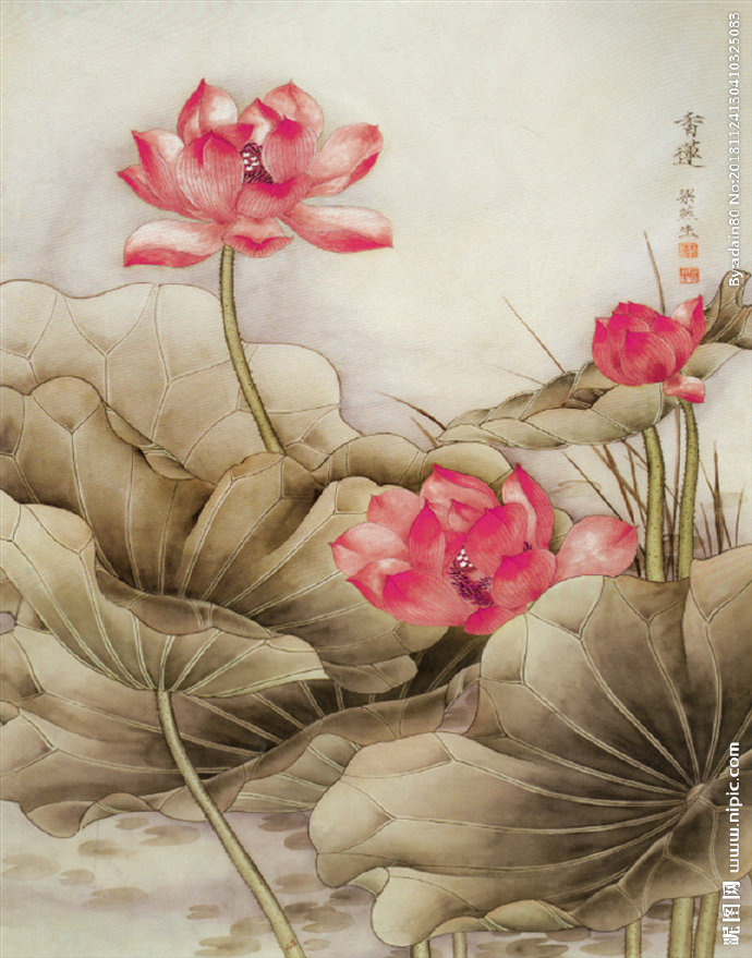 G中式抽象水墨荷
