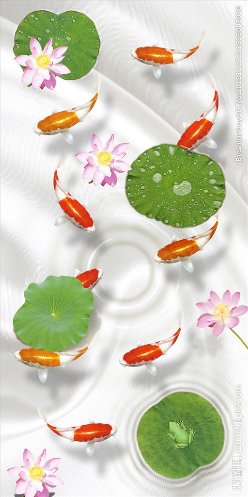 G荷花九鱼中式玄