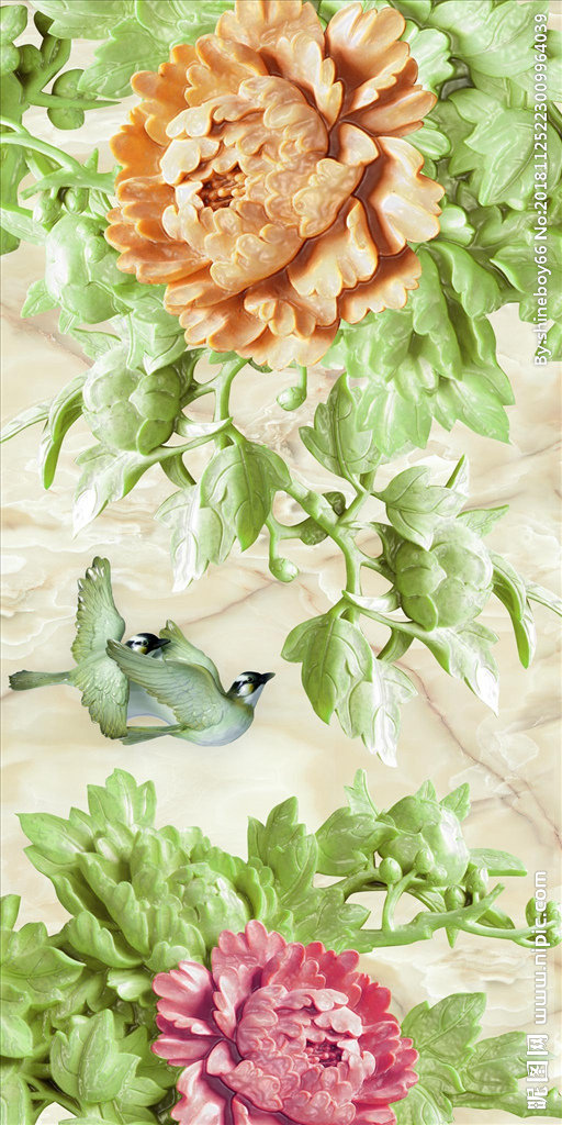 G立体浮雕牡丹花
