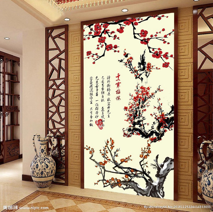 G工笔梅花中式玄