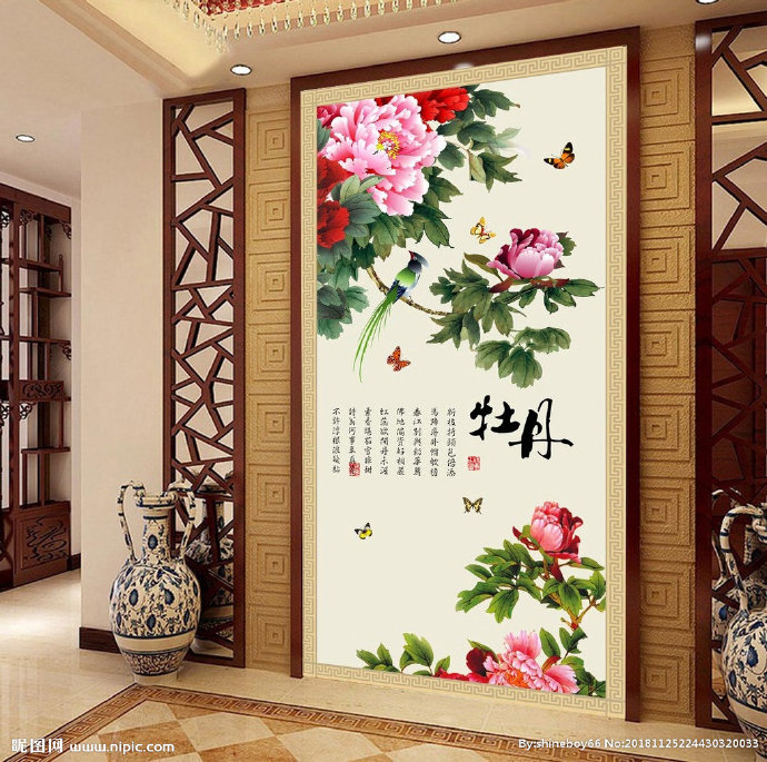 G工笔牡丹花中式
