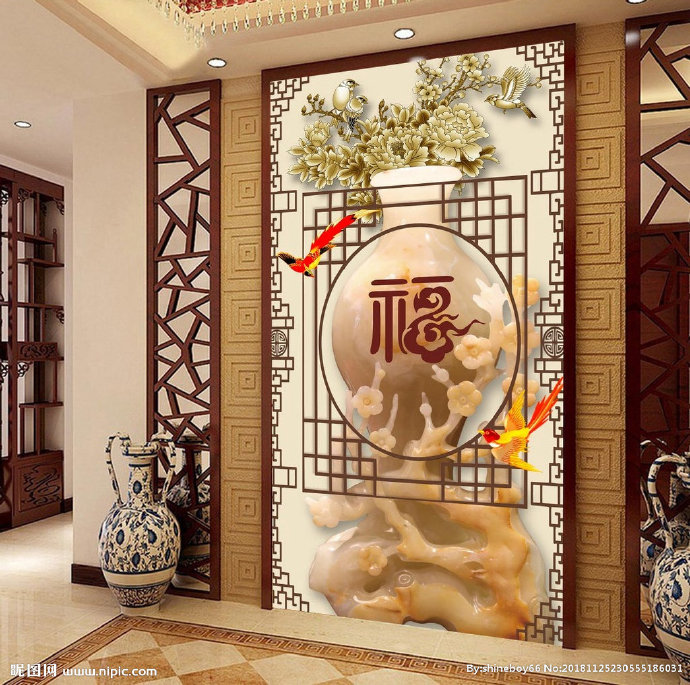 G玉雕花瓶古典玄