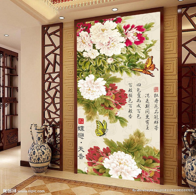 G中式牡丹花玄关
