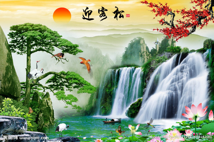 G中式山水迎客松