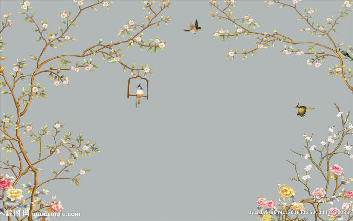 G中式花鸟图背景