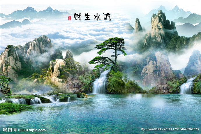 G中式山水流水生