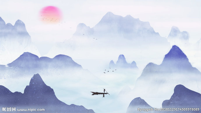G手绘水墨山水图