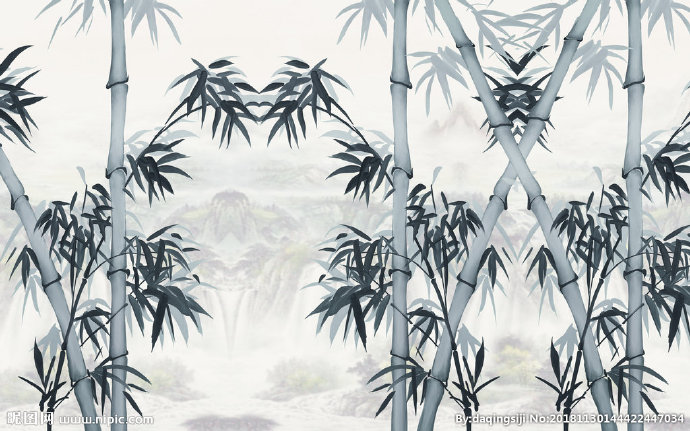 新中式竹子水墨背