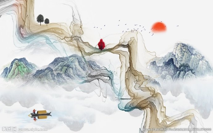 G中式抽象水墨山