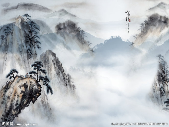 G山水情中式背景
