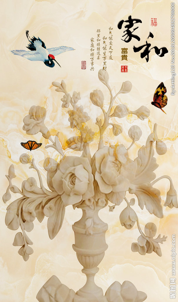 G花鸟浮雕图背景