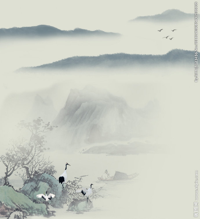 G山水画背景墙背