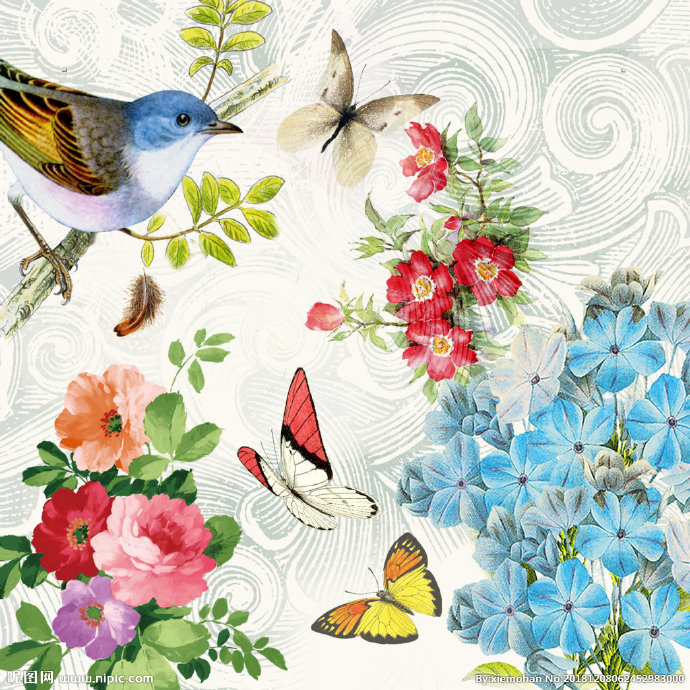 G花鸟蝴蝶图案背