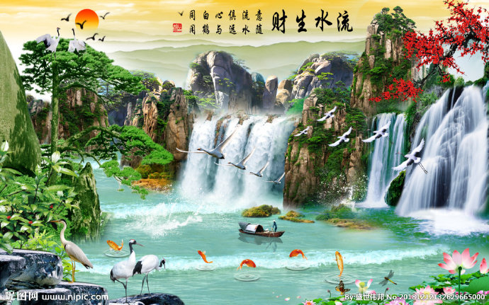 G新中式山水背景
