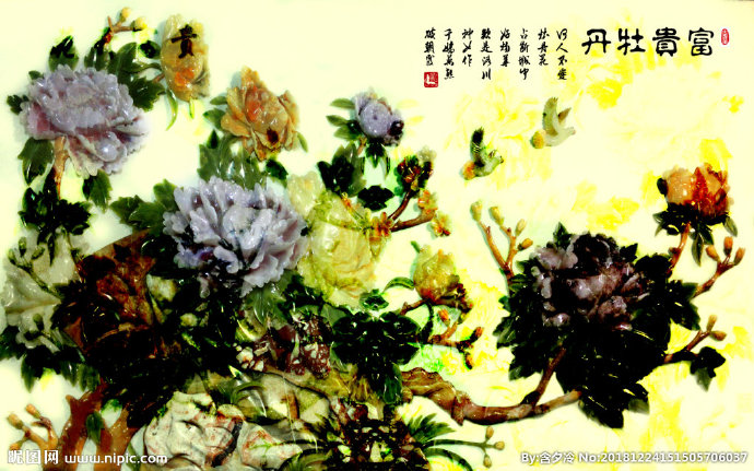 G富贵牡丹背景墙