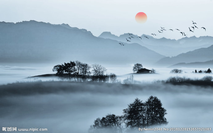 G山水风景水墨中
