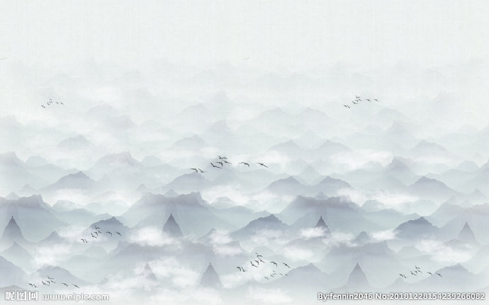 G淡色云雾山脉画
