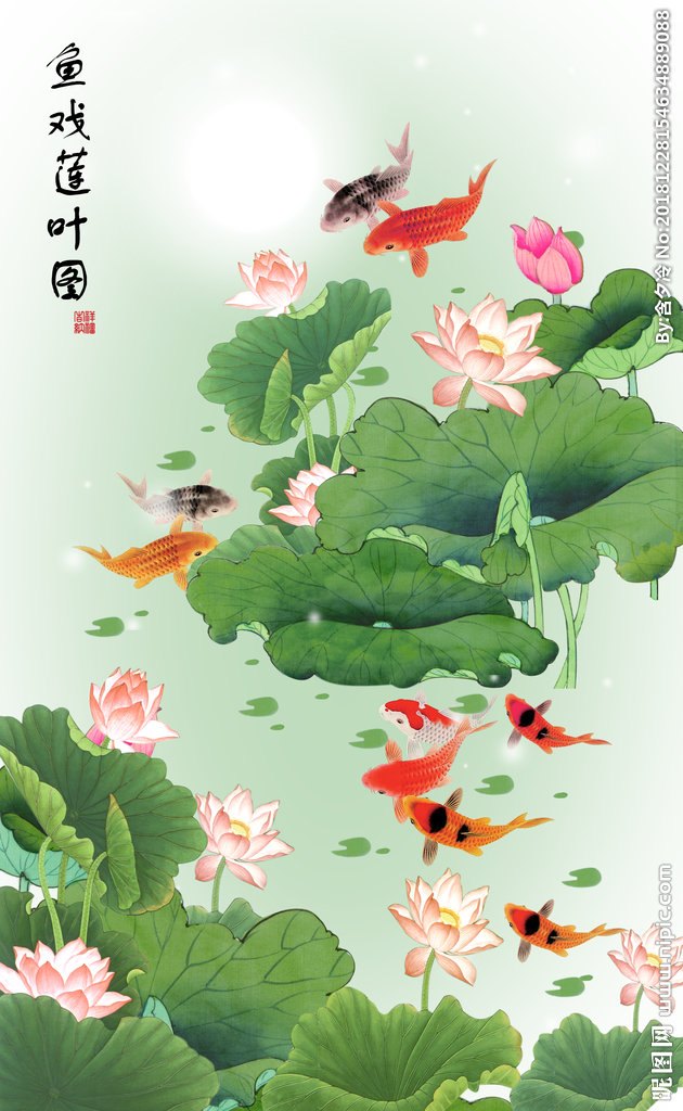 G莲花图背景墙荷