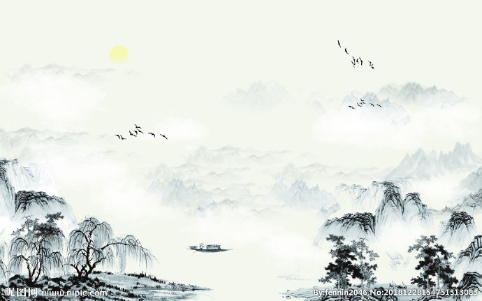 G山水风景水墨中