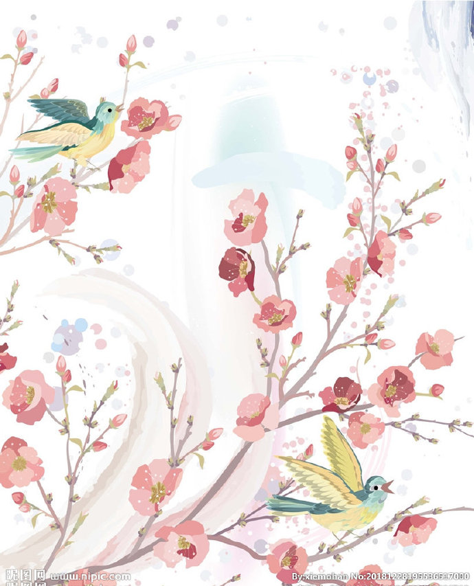 G花鸟图背景墙花