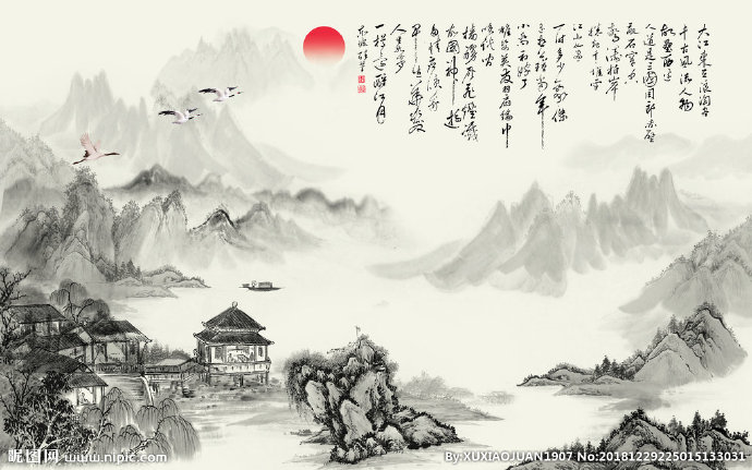 G山水画背景墙背