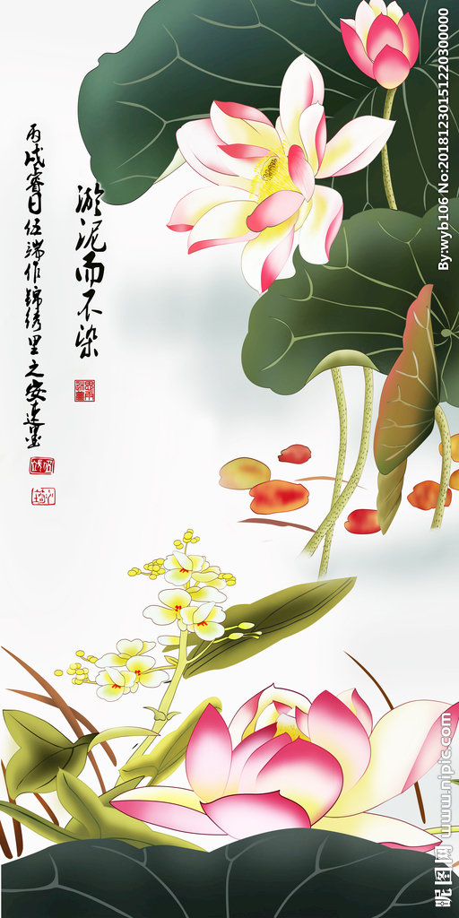G莲花背景墙荷花