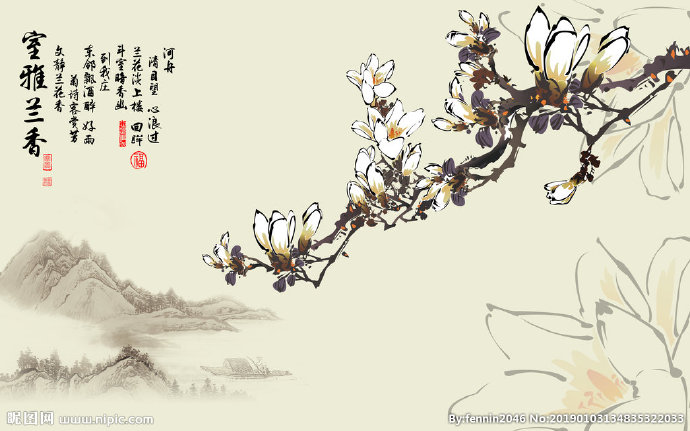 G梅花花朵荷花传