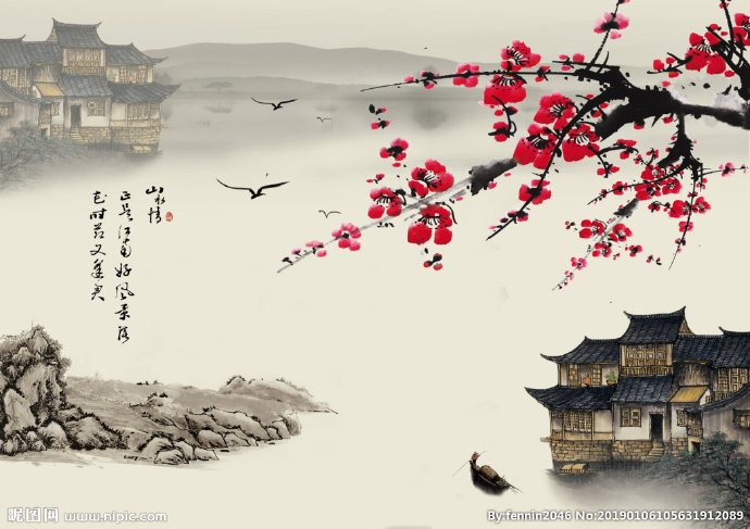 G梅花水墨中国风