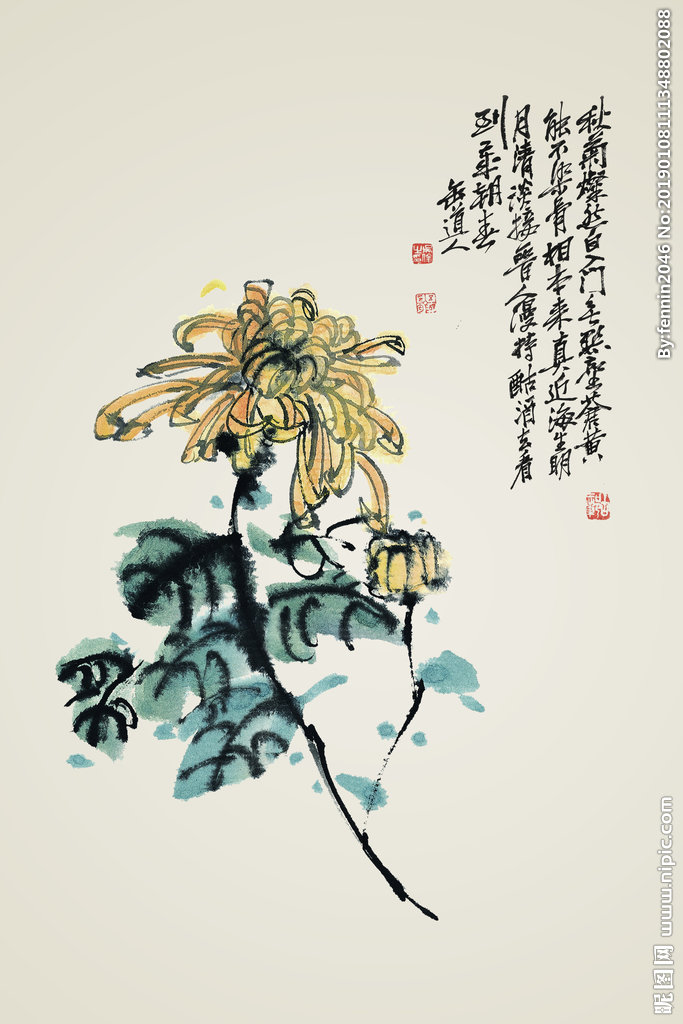 G中国风水墨菊花