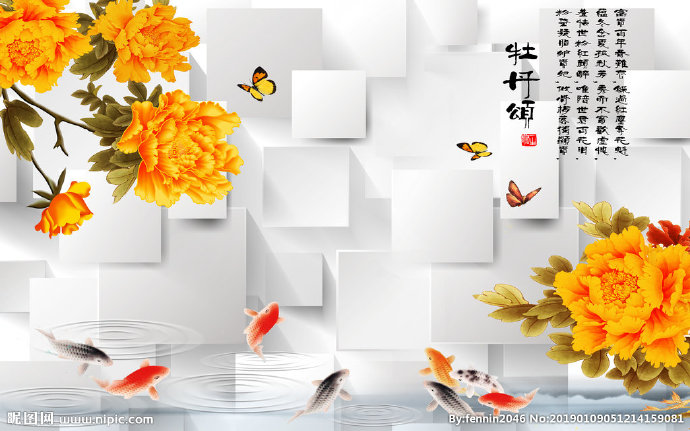 G金色牡丹花背景