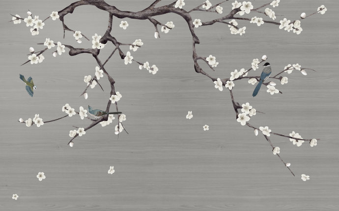 新中式手绘花鸟电