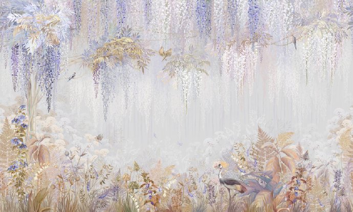 手绘紫藤花美式手