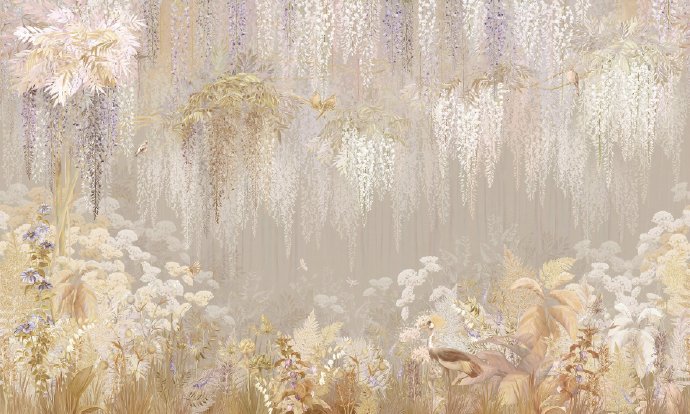 手绘紫藤花美式手