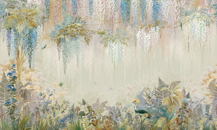 手绘紫藤花美式手