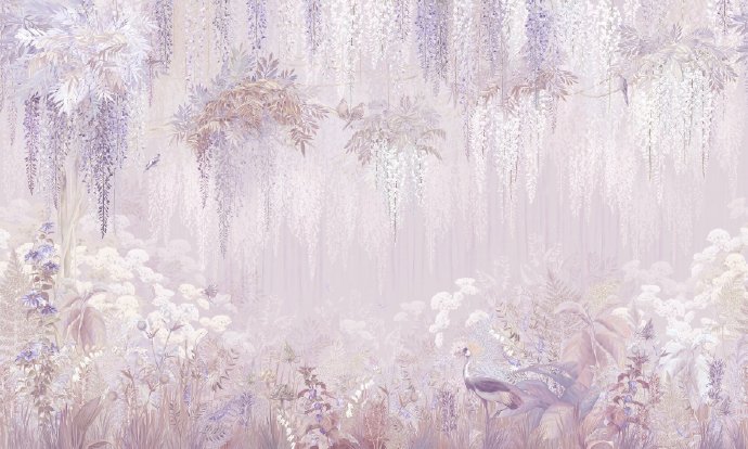 手绘紫藤花美式手