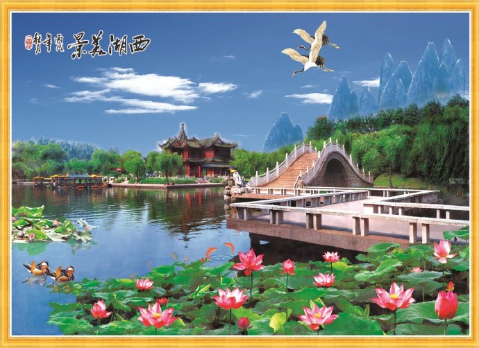 现代简约山水画西