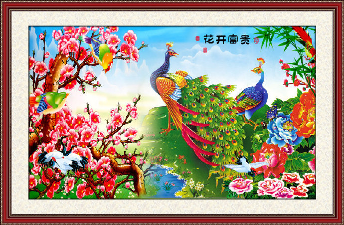 花开富贵背景墙花