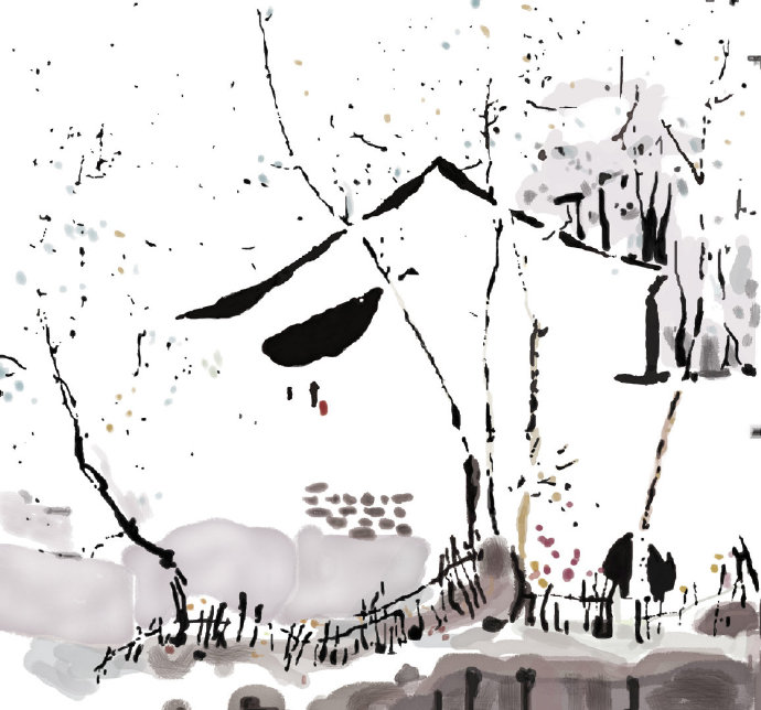 中国画江南水墨画