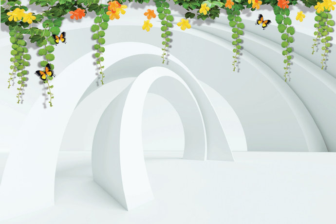 3D空间树叶背景