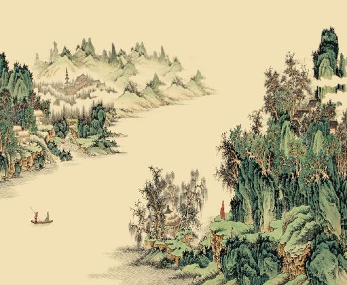 中式中国风水墨山