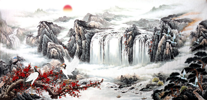 山河锦绣风水画装