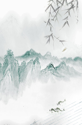 翠玉山间水墨山水