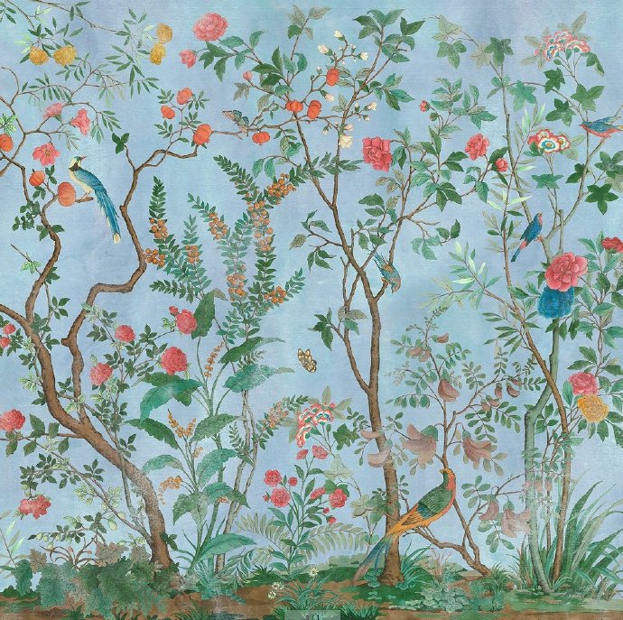 中式简约花鸟背景