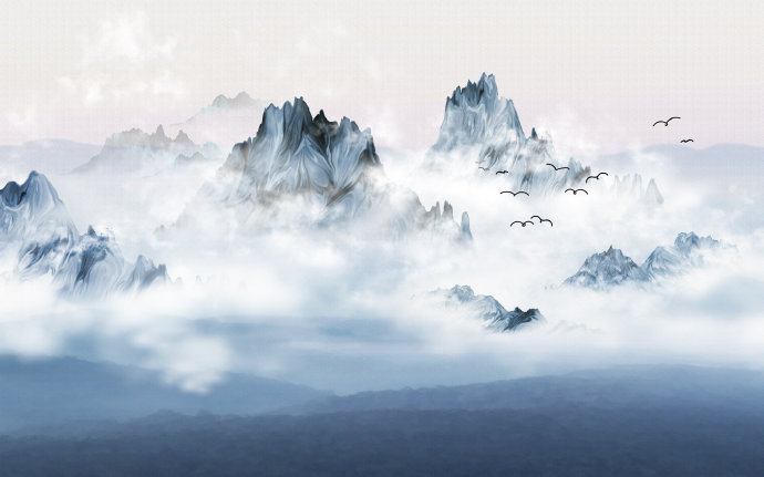 彩云端的高山意境