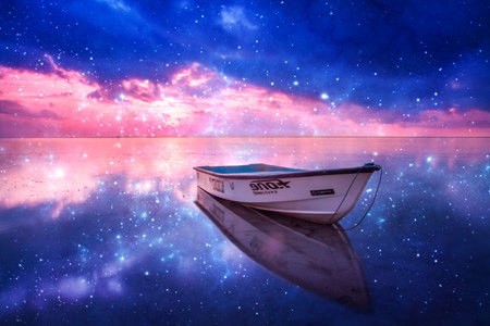 唯美星空海景船只